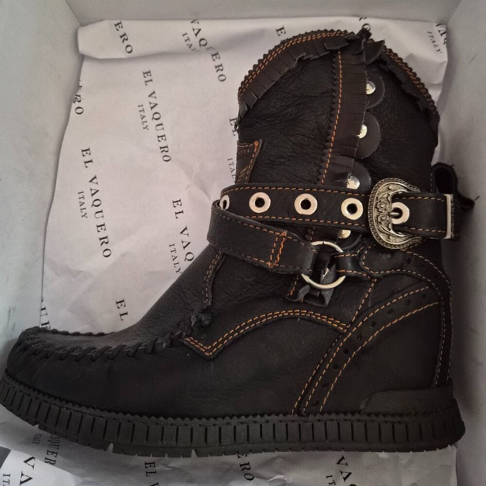 El Vaquero Zola Punk Black Zipped Boots Sz 39